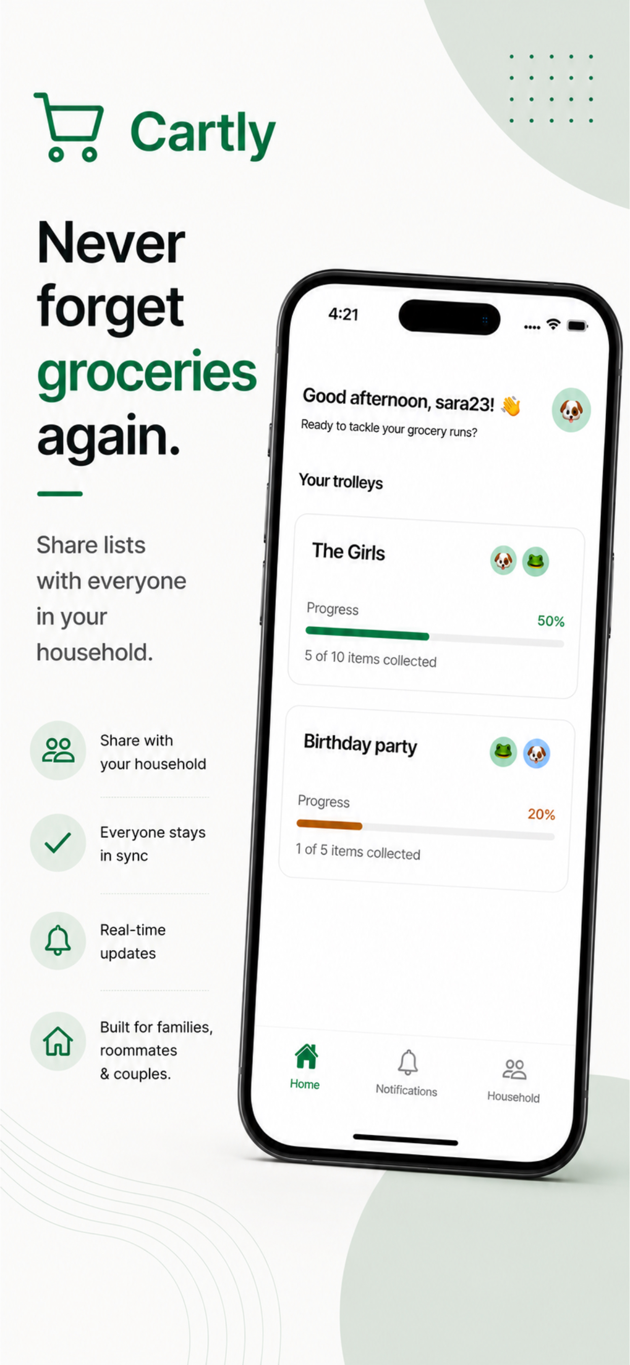 Cartly home dashboard
