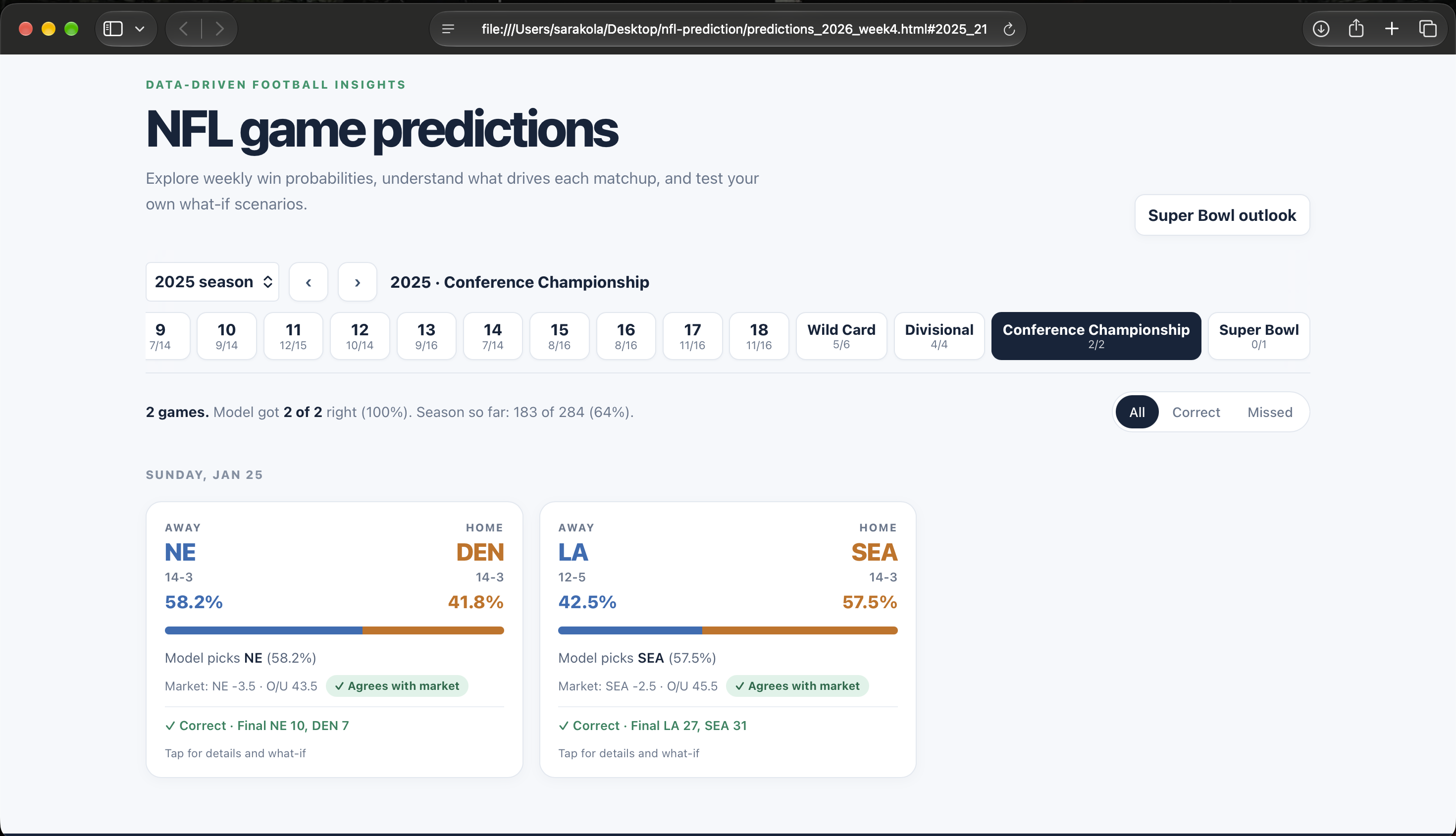 Game popup showing what influences the prediction